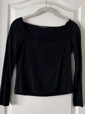 Brandy Melville black long sleeve top with lace trim